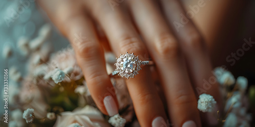 An engagement ring on a woman s finger