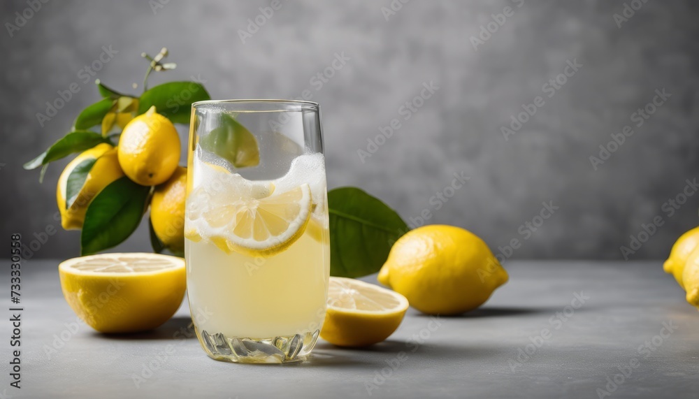 A glass of lemonade with lemon wedges on the side A glass of lemonade with lemon wedges on the side