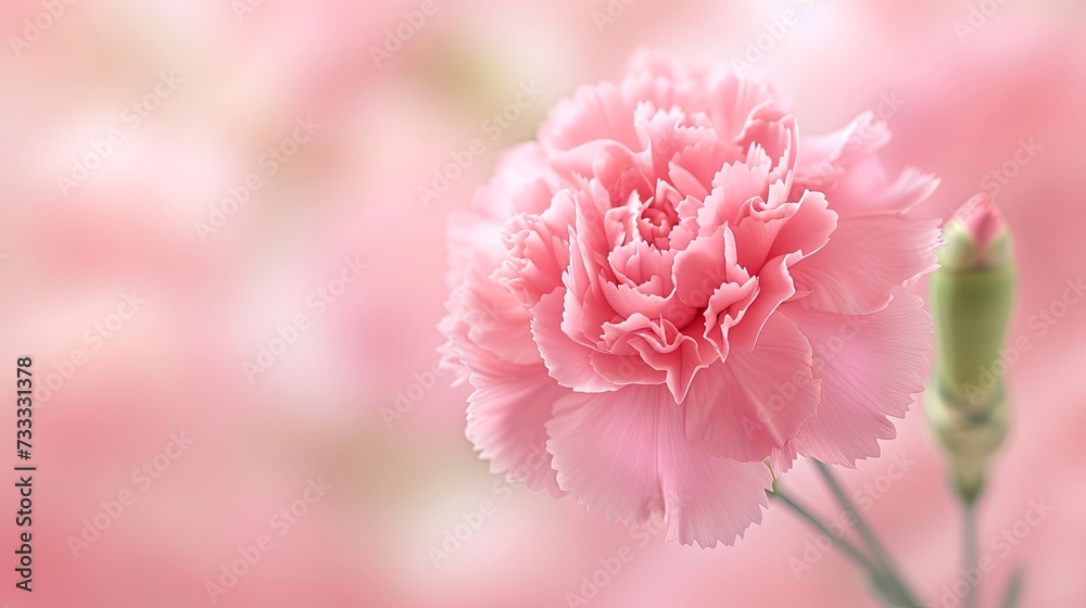 Close-up of pink carnation flower. Illustration for cover, card, postcard, interior design, banner, poster, brochure or presentation. Close-up of pink carnation flower. Illustration for cover, card, postcard, interior design, banner, poster, brochure or presentation.