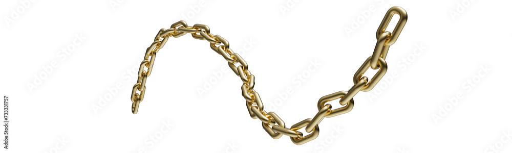 Fototapeta premium Gold chain in dynamic motion isolated on a transparent background. 3D render.