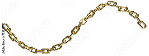 Gold chain in dynamic motion isolated on a transparent background. 3D render.