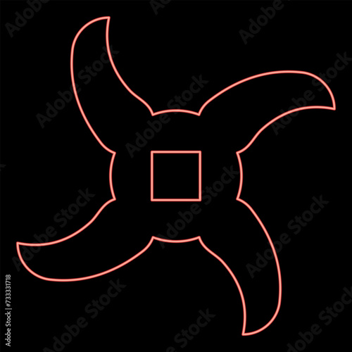 Neon knife for meat grinder mincer chopper accessory spare component part red color vector illustration image flat style