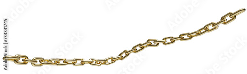 Gold chain in dynamic motion isolated on a transparent background. 3D render.