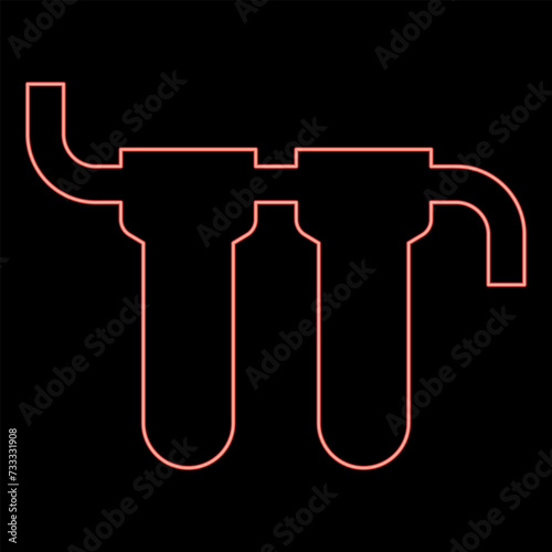 Neon water filters to purify drinking red color vector illustration image flat style