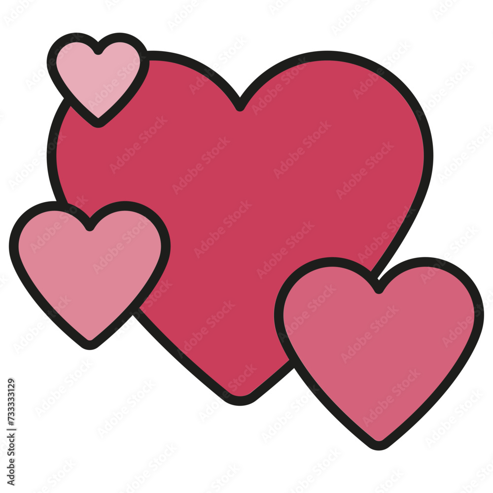 Iconos en forma de corazón. Símbolo del amor, el romance y el enamoramiento. Iconos en forma de corazón. Símbolo del amor, el romance y el enamoramiento.