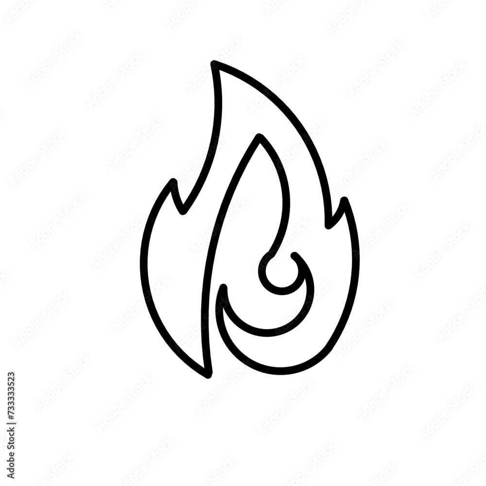 Fototapeta premium fire icons in line style,flame of various shapes, bonfire vector illustration