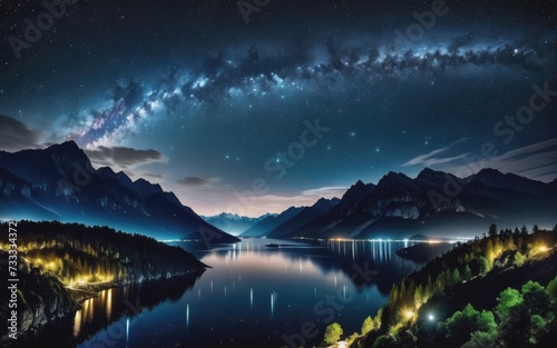 Night landscape view from sky beautiful night sky stars dark majestic