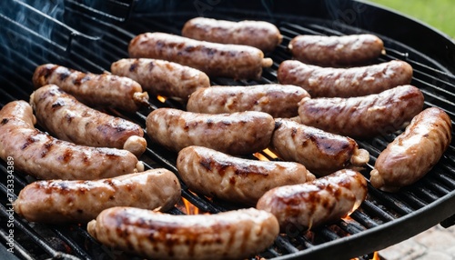 Sausage links on a grill