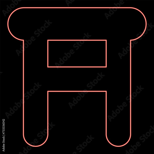 Neon stool tabouret with legs legged wooden red color vector illustration image flat style
