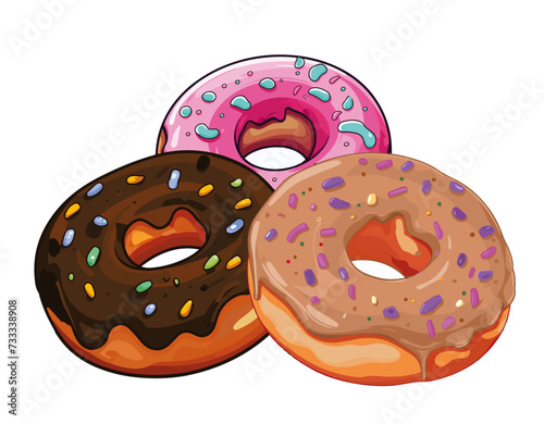 donut with sprinkles, donuts with three flavours