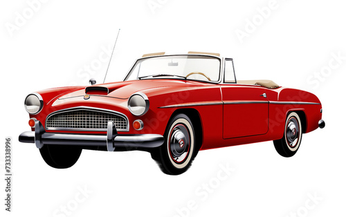 Vintage Classic Convertible Roadster Isolated on Transparent Background PNG.