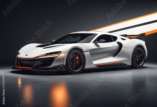 Generic concept of super sport car with stripes background banner with copyspace empty area 
