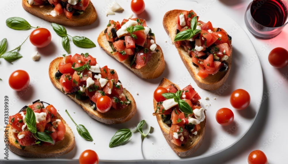 A plate of toast with tomatoes and cheese A plate of toast with tomatoes and cheese