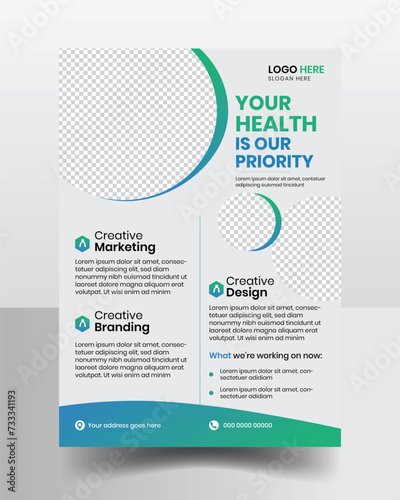 Creative health care cover template for a report and medical brochure design  flyer.