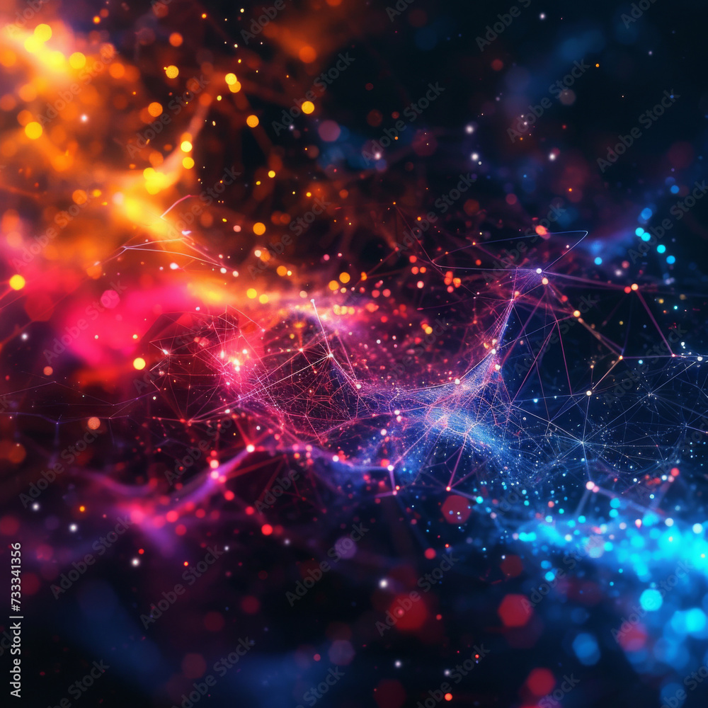 Fototapeta premium .Abstract Neural Network Brain Synapses Concept. Digital illustration of neural network synapses firing in a brain, representing artificial intelligence and neuroscience.