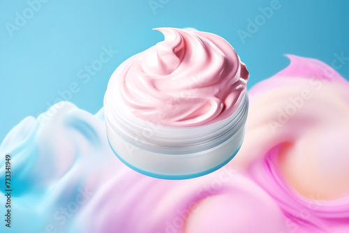 Dive into skincare luxury with this image, featuring a lush cream pot