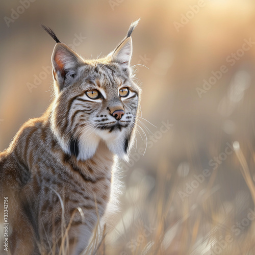 Majestic Bobcat Portrait in Golden Light, Intense Gaze in Natural Habitat, Wildlife Photography