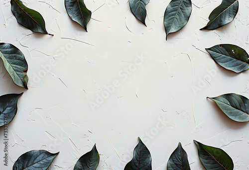 the leaves are arranged in a circle over a white back