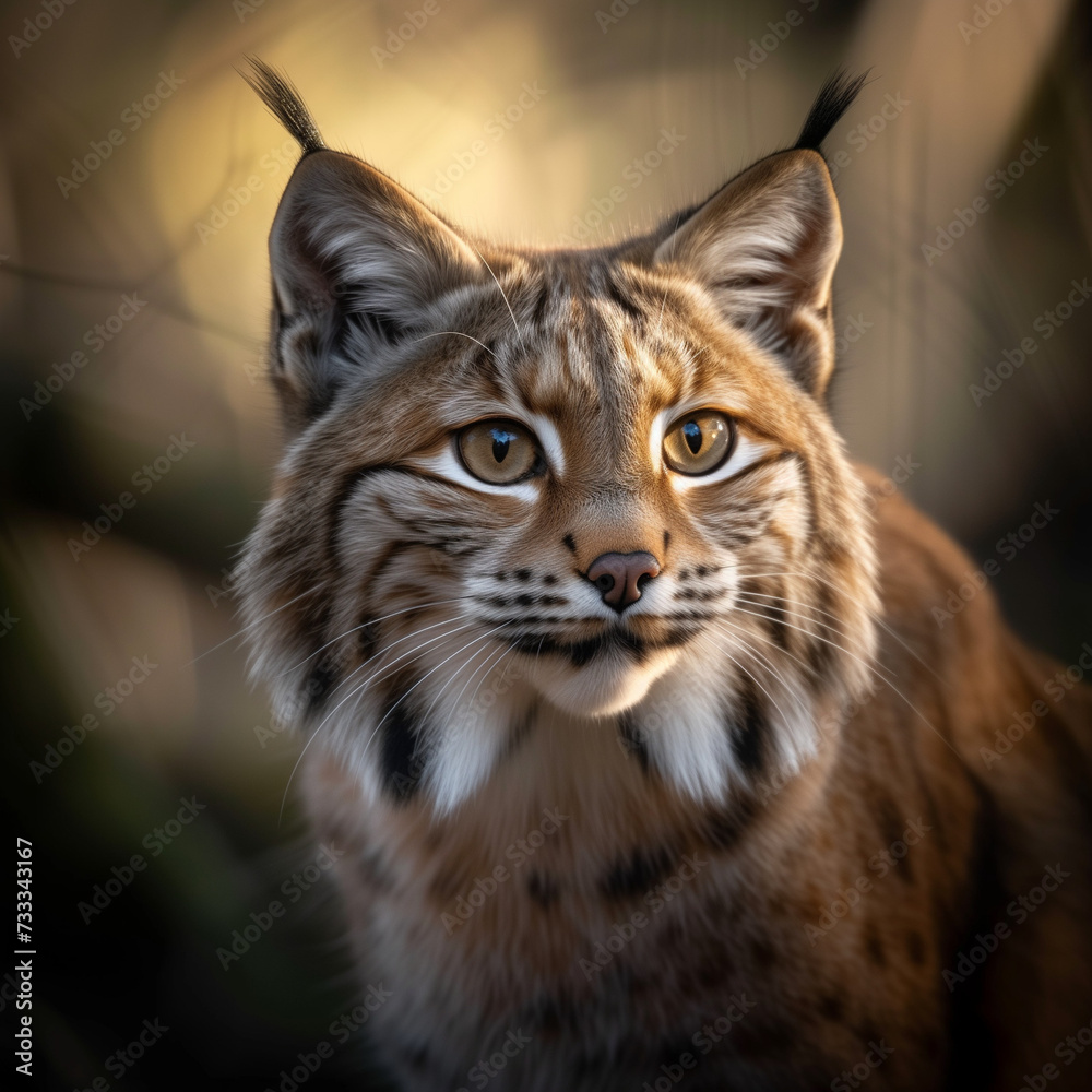 Majestic Bobcat Portrait in Golden Light, Intense Gaze in Natural Habitat, Wildlife Photography Majestic Bobcat Portrait in Golden Light, Intense Gaze in Natural Habitat, Wildlife Photography