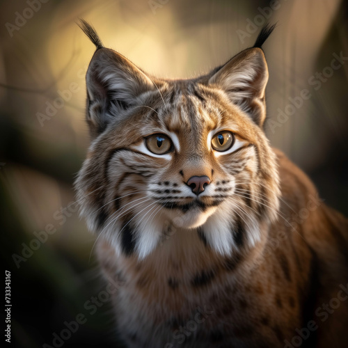 Majestic Bobcat Portrait in Golden Light, Intense Gaze in Natural Habitat, Wildlife Photography