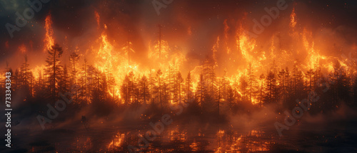 Forest fire scene, generative ai