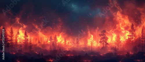 Forest fire scene  generative ai