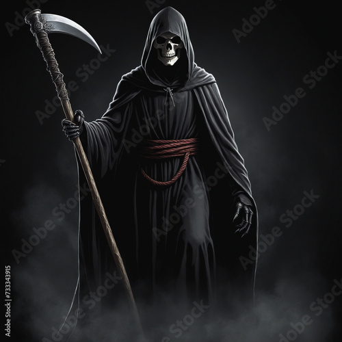 Grim Reaper drawing on black background