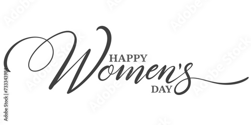 Happy Women's Day greeting card template with hand lettering text design. typography Vector illustration.
