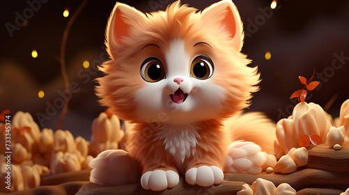 3d rendered photo of kitten made with generative AI