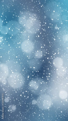 Small heart symbols on blurred blue vertical loop background.