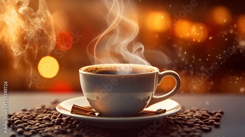 Inviting Aroma: Close-Up Photography of Steaming Hot Coffee