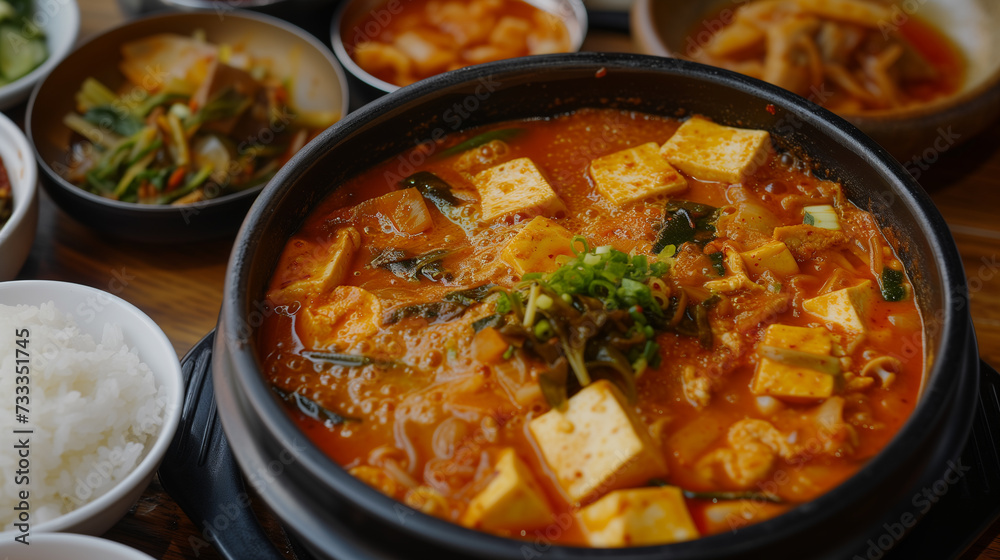 Details with the korean jjigae dish. AI generated.