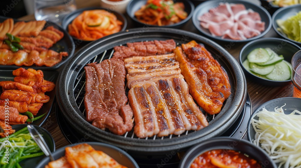 Details with the korean samgyeopsal dish. AI generated