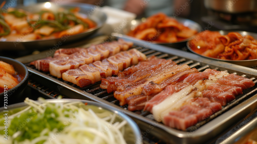 Details with the korean samgyeopsal dish. AI generated Details with the korean samgyeopsal dish. AI generated