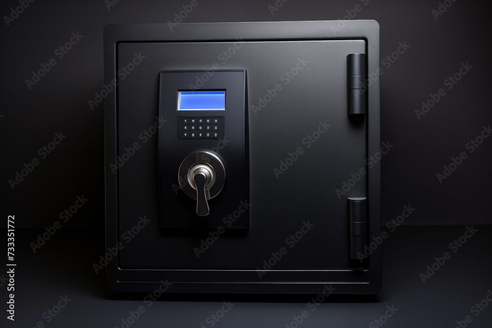 Safe with a digital keypad, perfect for storing valuables in a bedroom or home office. Generative AI Safe with a digital keypad, perfect for storing valuables in a bedroom or home office. Generative AI