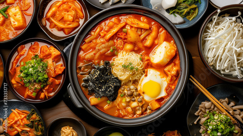 Details with the korean jjigae dish. AI generated. photo