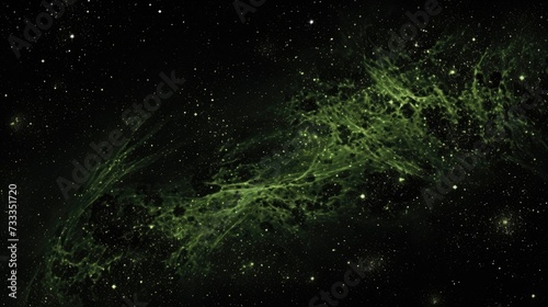 Nebula s Embrace in Cosmic Space. Vivid green nebula patterns spread across the starry space backdrop.