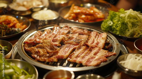 Details with the korean samgyeopsal dish. AI generated