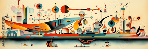 Abstract horizontal futuristic illustration in retro style.