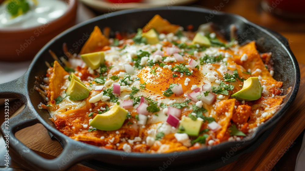 Details wiht the chilaquiles dish. AI generated