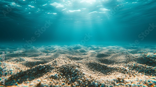 Empty underwater sea bottom ocean with sun light wallpaper background © Irina