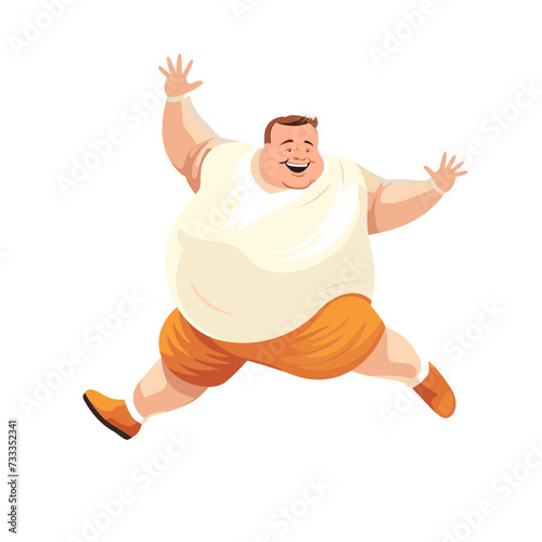 happy fat overweight plus size xxl obese man jumping or dancing
