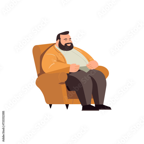fat overweight plus size xxl obese man sleeping on a chair