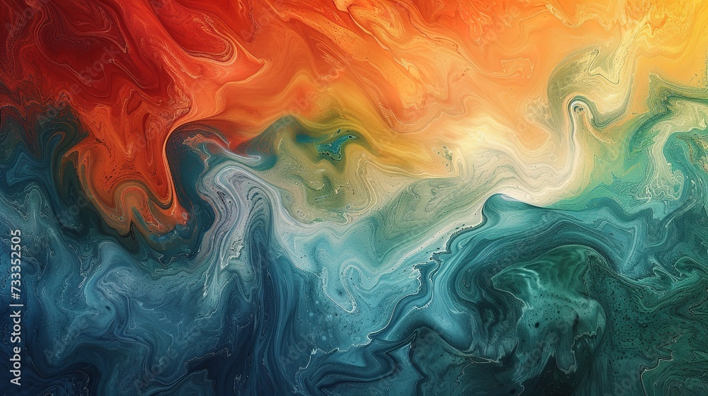 Painting of swirling colors, its texture and depth accentuated in a detailed high-resolution image.