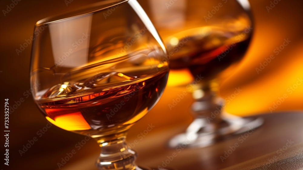 Details with a glass of cognac. AI generated Details with a glass of cognac. AI generated
