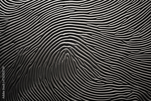 Close-up view of a loop fingerprint pattern, showcasing the characteristic looping ridges. Generative AI #733353739