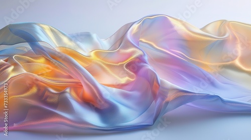 Iridescent elegance  fabric dances in the breeze  its colors shifting and shimmering against simplicity.
