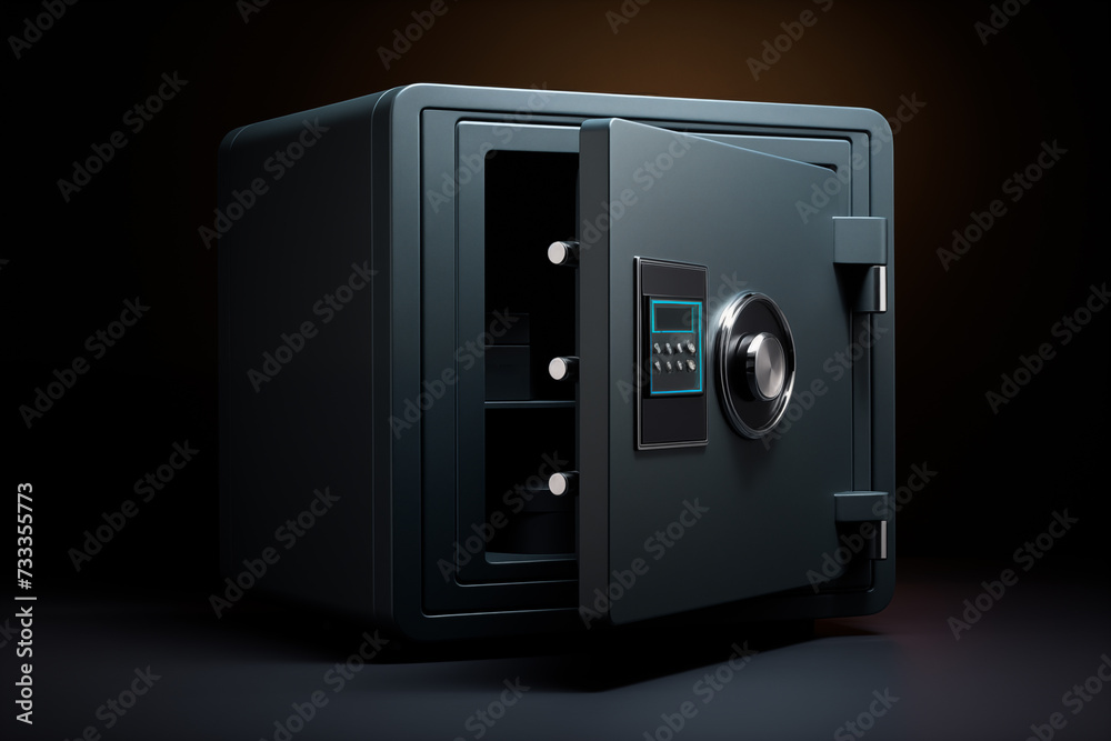 Small safe equipped with biometric fingerprint recognition. Generative AI Small safe equipped with biometric fingerprint recognition. Generative AI