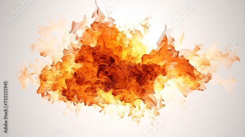 Explosion of fire and smoke isolated on white