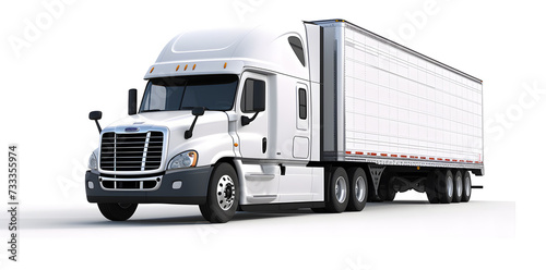 White cargo truck freightliner isolated on white background